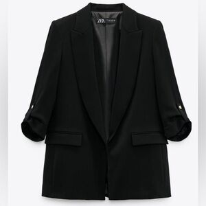 ZARA Rolled Sleeves Open Blazer Size M